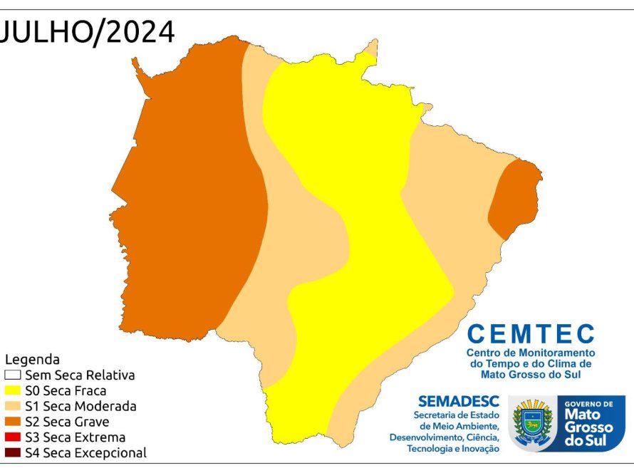 Boletim de Monitoramento do Clima divulgado pelo Cemtec aponta aumento da seca em MS