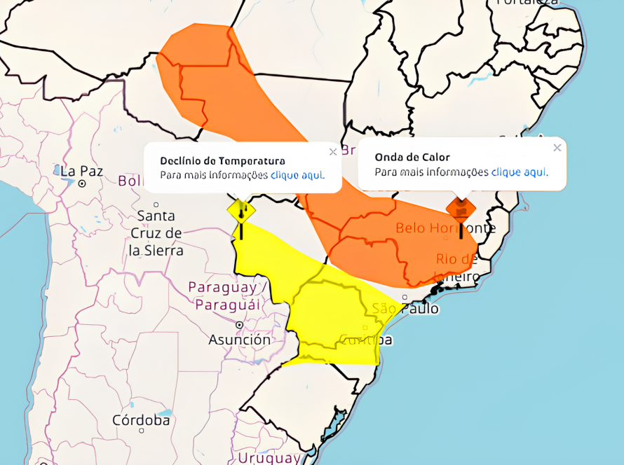 Onda de calor segue no Brasil Central enquanto queda de temperatura chega até Mato Grosso do Sul