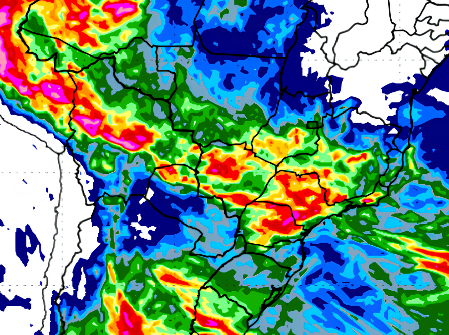 Inmet aponta que semana será marcada por grandes volumes de chuvas na região central do Brasil