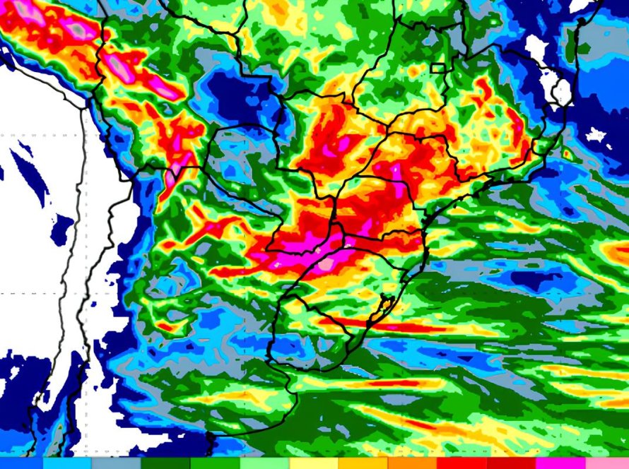 Grande parte do Centro-Sul do Brasil tem previsão de chuvas acima da média nos próximos dias