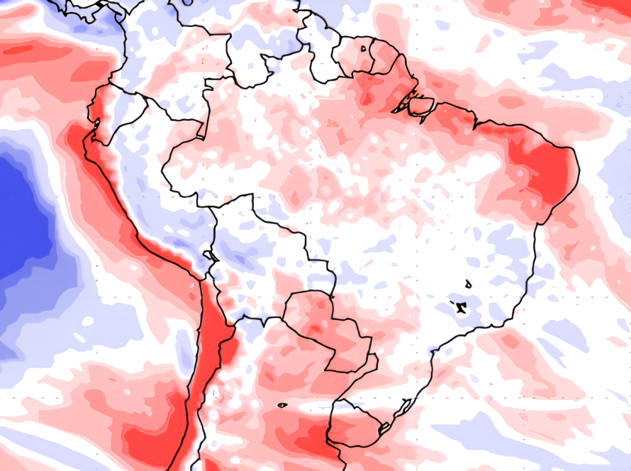 NOAA mostra chuvas abaixo da média em áreas do Rio Grande do Sul, Paraná, Mato Grosso do Sul e Mato Grosso nos próximos sete dias