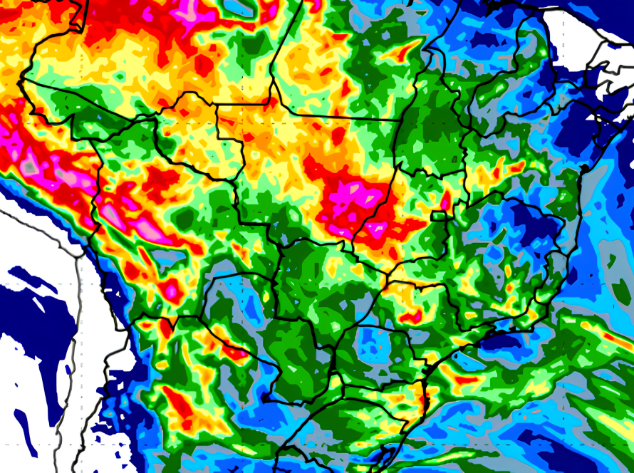 Previsão do Inmet indica pelo menos 150 milímetros de chuva acumulados no sudeste de Mato Grosso durante os próximos sete dias