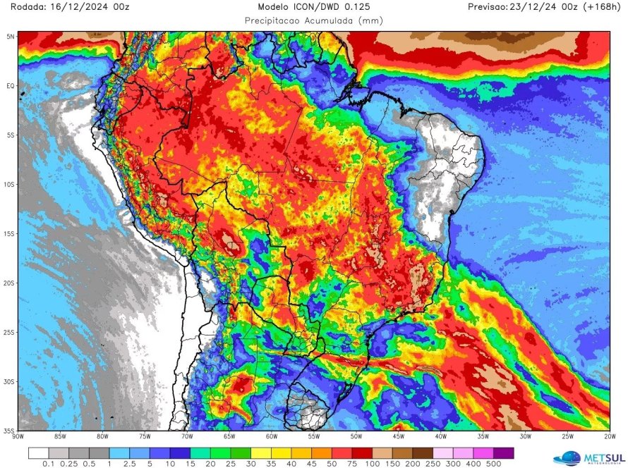 Metsul: Semana que se inicia terá menos chuva no Sul do Brasil que as duas últimas