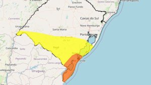 Extremo sul do Rio Grande do Sul tem alerta laranja para chuvas intensas válido até a manhã de 5ª feira (13)