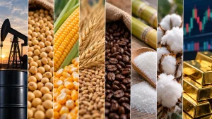 Commodities caem em bloco nesta 5ª; petróleo desaba e pressão chega a grãos, café, açúcar e algodão